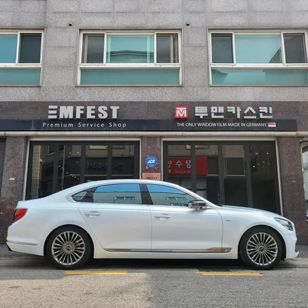 인천 기아 K9 기존 필름 제거 후 오토벨벳 카멜레온 화이트 골드 전체랩핑 / 깔끔하고 고급스러운 화이트색상 랩핑 / 인천 남동구 논현동