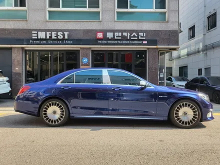 인천랩핑 벤츠 S63 amg 기존랩핑 제거 후 BMW 탄자나이트 컬러로 전체랩핑 진행 / 추가로 부분 실버크롬랩핑으로 고급스럽게 만들어 드렸습니다 / 인천 남동구 논현동