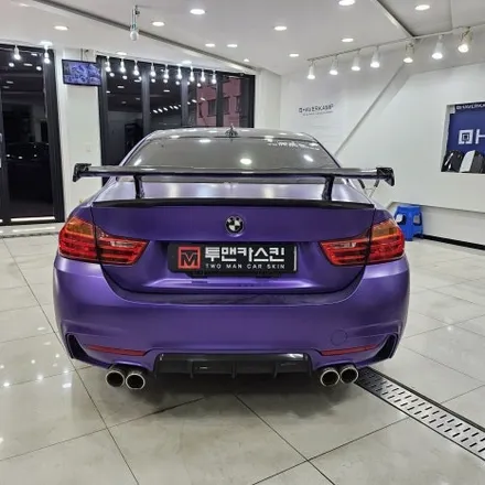 BMW 4시리즈 쿠페 사고부위 랩핑 재시공 | 에이버리데니슨 사틴 메탈릭 퍼플 / 인천 남동구 논현동