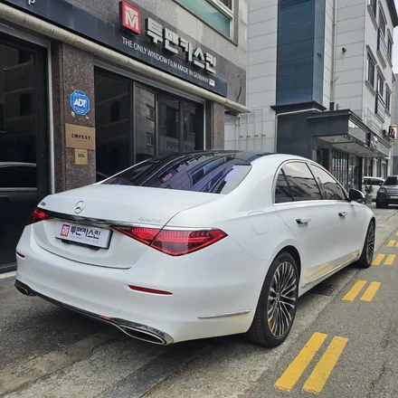 벤츠 S580 전체랩핑 재시공, 사틴화이트펄에서 화이트골드스파클로 완벽 변신 / 인천 남동구 논현동