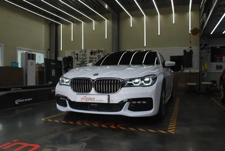 BMW7 화이트유광 전체랩핑 시공 / 수원, 광교, 화성, 동탄