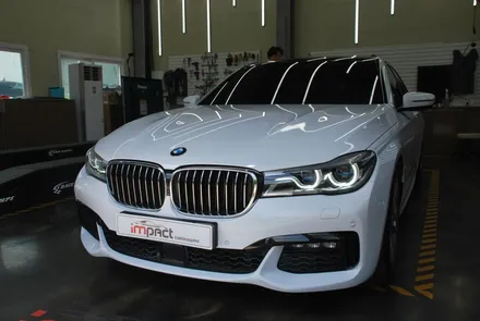 BMW7 화이트유광 전체랩핑 시공 / 수원, 광교, 화성, 동탄
