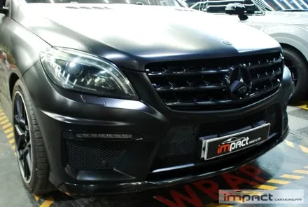 수원 랩핑 임팩트 벤츠 ML63 AMG 앞/뒤범퍼 사틴블랙 재시공 / 수원시 권선구 고색동