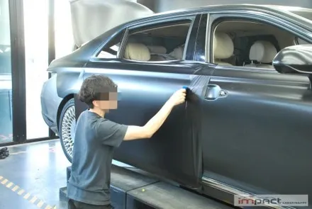수원 랩핑 사고부위 제네시스 G90 3M사틴블랙 부분 래핑 재시공 / 수원시 권선구 고색동