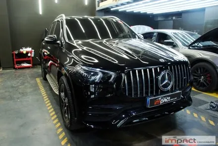 수원 랩핑 벤츠 GLE300d 앞범퍼 하단 몰딩 , 스키드플레이트 크롬딜리트 / 수원시 권선구 고색동