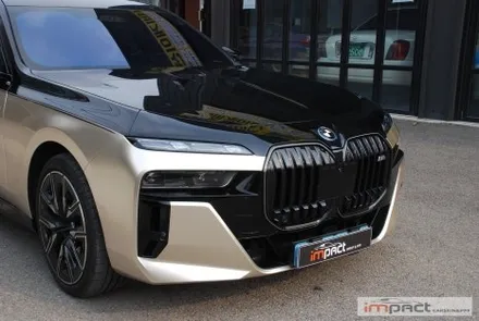 수원 화성 랩핑 BMW i7 고광택 샴페인골드 하단 투톤/듀오톤랩핑 / 수원시 권선구 고색동