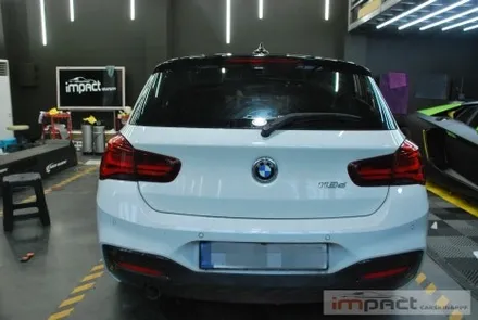 수원 랩핑샵 고광택 블랙유광 BMW 118d 루프스킨 재시공 / 수원시 권선구 고색동