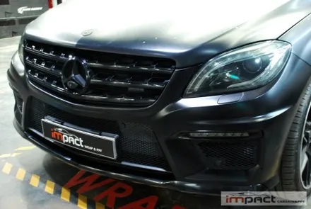 수원 랩핑 임팩트 벤츠 ML63 AMG 앞/뒤범퍼 사틴블랙 재시공 / 수원시 권선구 고색동