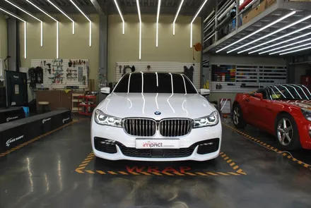 BMW7 화이트유광 전체랩핑 시공 / 수원, 광교, 화성, 동탄