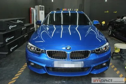 수원 랩핑 BMW4시리즈 블루와 루프 블랙의 조합으로 세련미 UP!! / 수원시 권선구 고색동