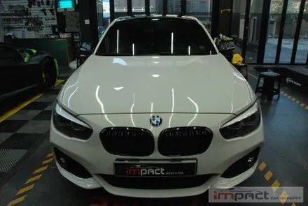 수원 랩핑샵 고광택 블랙유광 BMW 118d 루프스킨 재시공 / 수원시 권선구 고색동