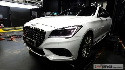 수원 랩핑 제네시스DH G80 스포츠 3.3터보 화이트 전체랩핑 시공 / 수원시 권선구 고색동