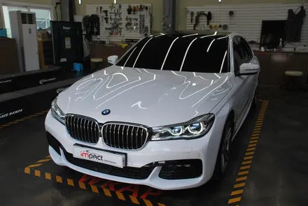 BMW7 화이트유광 전체랩핑 시공 / 수원, 광교, 화성, 동탄