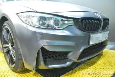 수원/용인 사고 랩핑 bmw5 앞범퍼 사고부위 사틴다크그레이 재시공 / 수원시 권선구 고색동
