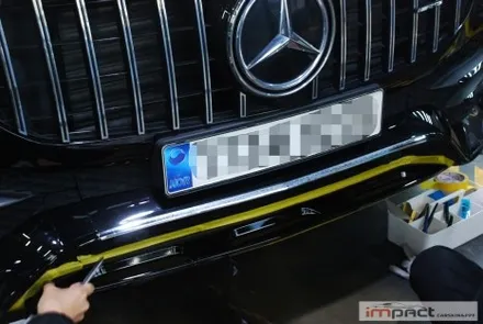 수원 랩핑 벤츠 GLE300d 앞범퍼 하단 몰딩 , 스키드플레이트 크롬딜리트 / 수원시 권선구 고색동