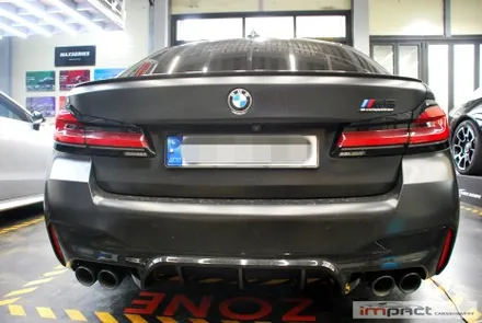 수원 랩핑 에이버리 사틴블랙 BMW M5 앞범퍼 사고랩핑-임팩트 / 수원, 광교, 화성, 동탄