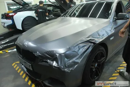 수원 랩핑 3m사틴다크그레이 bmw5 본넷재시공-임팩트 / 수원, 광교, 화성, 동탄
