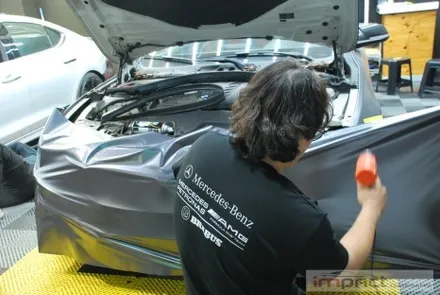 수원/용인 사고 랩핑 bmw5 앞범퍼 사고부위 사틴다크그레이 재시공 / 수원시 권선구 고색동