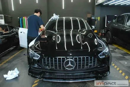 수원 랩핑 벤츠 AMG GT43 화이트제거 후 사틴블랙+전체 크롬죽이기 / 수원시 권선구 고색동