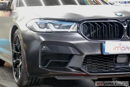 수원 랩핑 에이버리 사틴블랙 BMW M5 앞범퍼 사고랩핑-임팩트 / 수원, 광교, 화성, 동탄