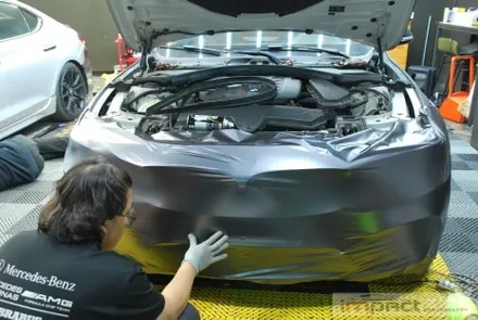 수원/용인 사고 랩핑 bmw5 앞범퍼 사고부위 사틴다크그레이 재시공 / 수원시 권선구 고색동