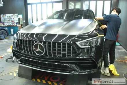 수원 랩핑 벤츠 AMG GT43 화이트제거 후 사틴블랙+전체 크롬죽이기 / 수원시 권선구 고색동