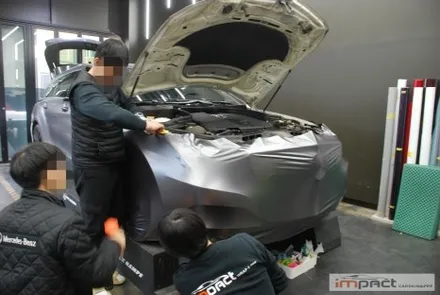 수원 랩핑 벤츠 CLS250 3M 사틴 다크그레이 재시공 후 복구 완료! / 수원시 권선구 고색동