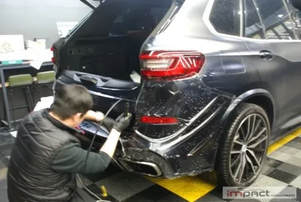 수원 PPF BMW X5 뒷범퍼 사고수리 후 무광ppf 재시공 완료 / 수원시 권선구 고색동