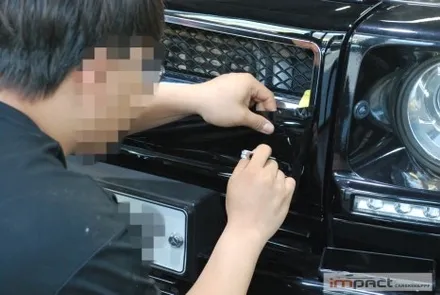 수원 부분 랩핑 지바겐 G350 전면 그릴 크롬죽이기 래핑 시공 / 수원시 권선구 고색동