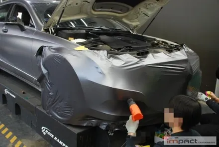 수원 랩핑 벤츠 CLS250 3M 사틴 다크그레이 재시공 후 복구 완료! / 수원시 권선구 고색동
