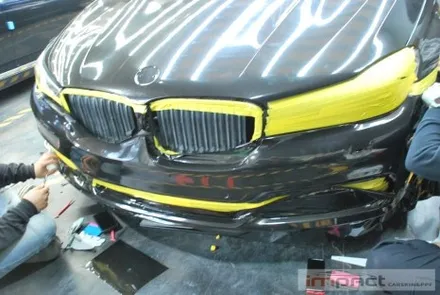 수원 bmw7시리즈 본넷,앞범퍼 에이버리 메탈릭블랙 랩핑 재시공 / 수원, 광교, 화성, 동탄