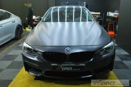 수원/용인 사고 랩핑 bmw5 앞범퍼 사고부위 사틴다크그레이 재시공 / 수원시 권선구 고색동