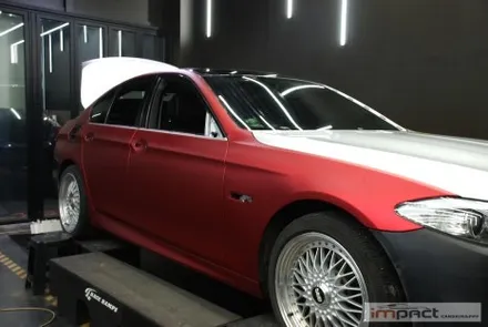 수원 랩핑 BMW5시리즈 F10 로마니레드 무광레드크롬 전체랩핑 시공 / 수원시 권선구 고색동
