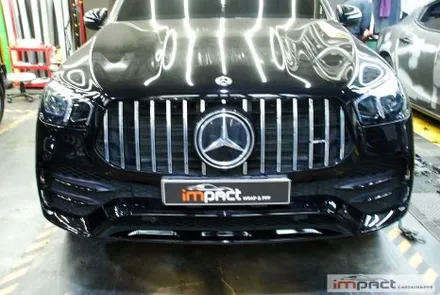 수원 랩핑 벤츠 GLE300d 앞범퍼 하단 몰딩 , 스키드플레이트 크롬딜리트 / 수원시 권선구 고색동