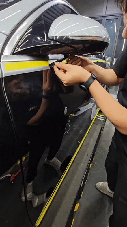 수원 랩핑 벤츠s580 4matic 블랙유광 하단 듀오톤랩핑, 코치라인 시공 / 수원시 권선구 고색동