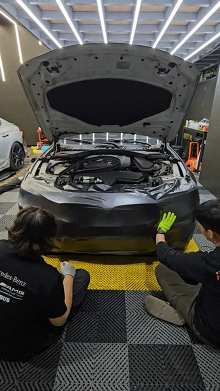 수원/용인 사고 랩핑 bmw5 앞범퍼 사고부위 사틴다크그레이 재시공 / 수원시 권선구 고색동