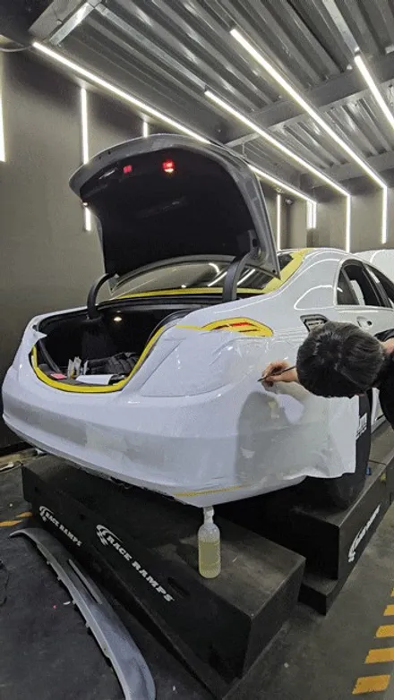수원 임팩트 랩핑 고광택전문 벤츠s클래스 s350 제거후 전체랩핑 완료 / 수원시 권선구 고색동