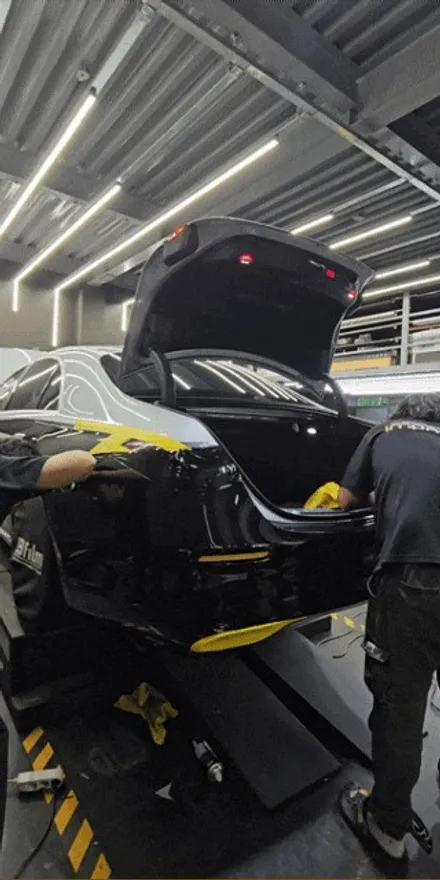 수원 랩핑 벤츠s580 4matic 블랙유광 하단 듀오톤랩핑, 코치라인 시공 / 수원시 권선구 고색동