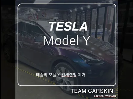 [팀카스킨 서초] 테슬라 모델Y 전체랩핑 제거 / 서초구 방배동