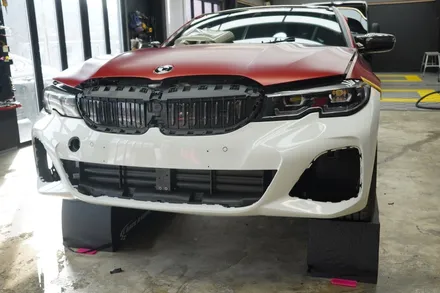 [용인, 동탄] BMW3시리즈 사틴뱀파이어레드 랩핑 합리적인 시공가격 / 용인 처인구