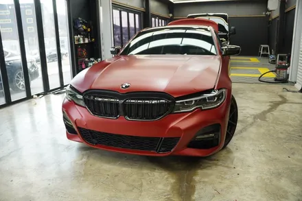 [용인, 동탄] BMW3시리즈 사틴뱀파이어레드 랩핑 합리적인 시공가격 / 용인 처인구