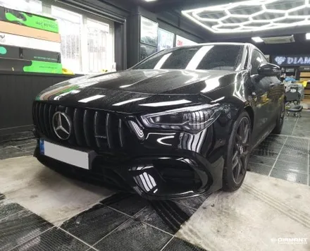 부산해운대랩핑 벤츠 CLA45amg  그릴 고광택 블랙유광랩핑, 마그네틱 패들시프트로 교체완료 / 부산 해운대구