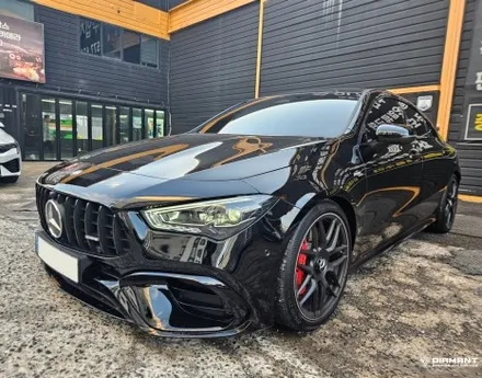 부산해운대랩핑 벤츠 CLA45amg  그릴 고광택 블랙유광랩핑, 마그네틱 패들시프트로 교체완료 / 부산 해운대구