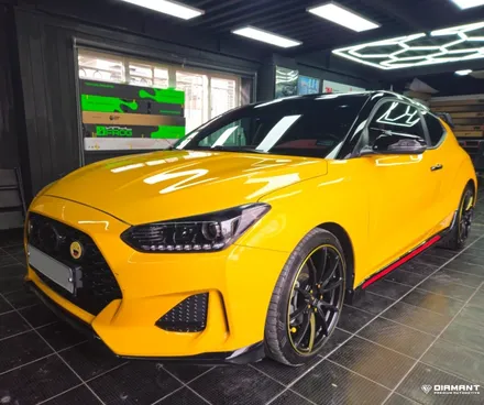 부산해운대랩핑 벨로스터 디퓨져 3M2080 블랙유광 랩핑시공완료 / 부산 해운대구