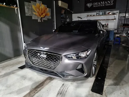 제네시스 G70 3M2080 시리즈 다크사틴그레이 전체 랩핑 시공 및 라이트PPF + 테일램프 스모그 필름 시공 / 부산 해운대구