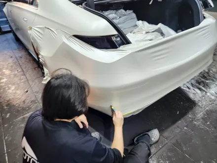 벤츠 S580 범퍼 도장 랩핑 사틴 화이트 무광 차량 래핑 진주색 / 강남구 서초구 송파구 보험처리 / 서울 서대문