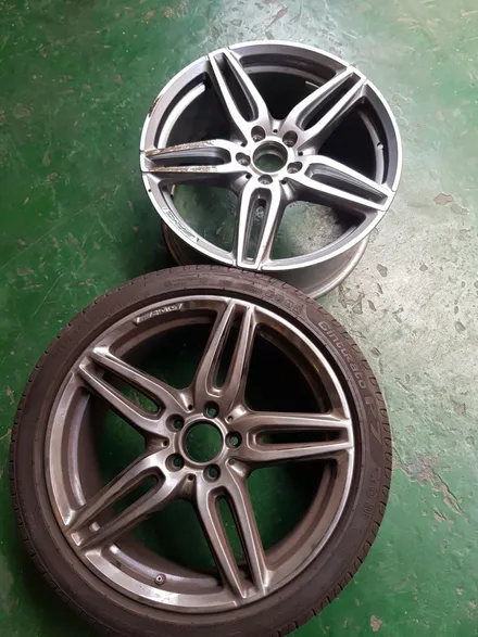 원조[부산휠복원][부산휠수리]벤츠E350amg 19인치 정품휠 휠수리/휠복원/다야컷팅 재생하기! / 부산 기장군
