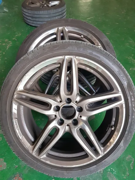 원조[부산휠복원][부산휠수리]벤츠E350amg 19인치 정품휠 휠수리/휠복원/다야컷팅 재생하기! / 부산 기장군