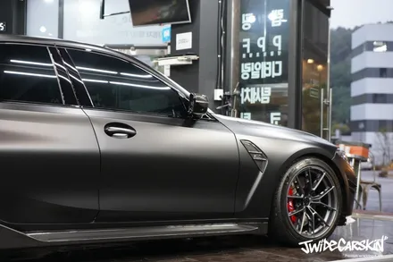 신형 BMW M3 전면유리 보호필름, 블랙 하이그로시 필러 스크래치 PPF작업은 바로 이곳, 분당PPF 시공 / 경기 수원 영통
