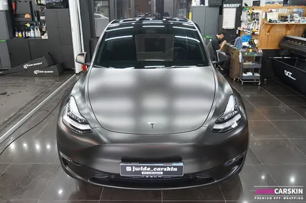 테슬라랩핑 모델Y 에이버리 사틴블랙 전체랩핑 / 수원,광교,동탄